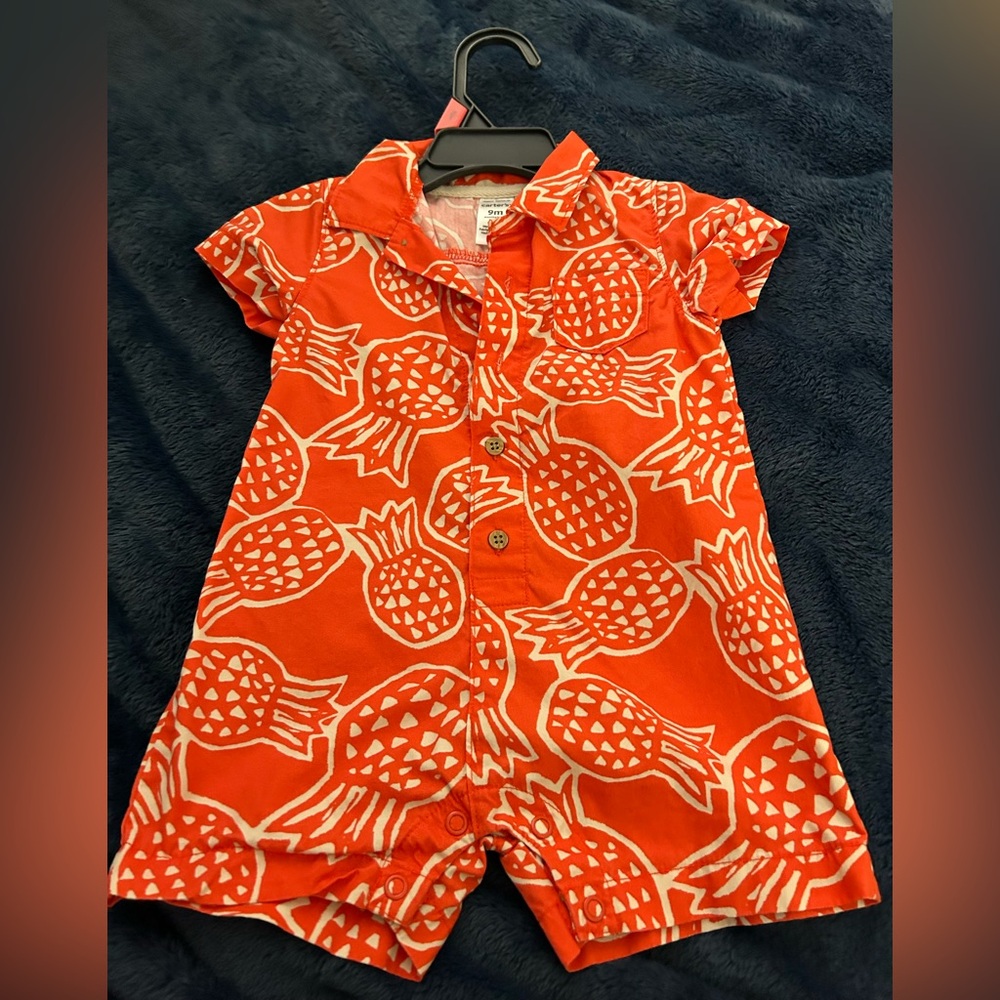 Orange 
 Pineapple Print Romper